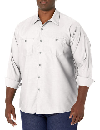 Long Sleeve Industrial Solid Work Shirt White Small - 5 Pack by Red Kap – White, Pack of 5, Model SP14
