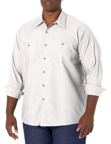 Long Sleeve Industrial Solid Work Shirt White Small - 5 Pack by Red Kap – White, Pack of 5, Model SP14