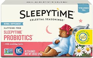 Celestial Seasonings Sleepytime Wellness Tea Plus Probiotics, Caffeine Free, 18 Tea Bags Box