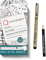 Sakura #50110 Zentangle 12 Pc Set w/ 3.5" White Tiles