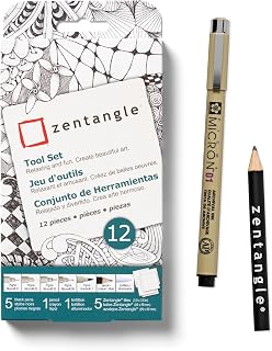 Sakura #50110 Zentangle 12 Pc Set w/ 3.5" White Tiles