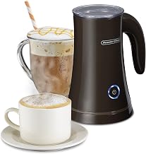 Proctor Silex Electric Hot & Cold Milk Frother, Automatic Warmer & Steamer for Latte & Cappuccino Foam, Brown