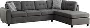 Coaster Home Furnishings - Stonenesse - Upholstered Sectional Chaise Sofa with Linen-Like Fabric, Built-in Chaise and Accent Pillows - Transitional - Living Room - Gray - 500413