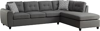 Coaster Home Furnishings - Stonenesse - Upholstered Sectional Chaise Sofa with Linen-Like Fabric, Built-in Chaise and Accent Pillows - Transitional - Living Room - Gray - 500413