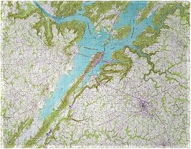 PM611 Lake Guntersville AL Nautical Map Place Mat - Set of 4