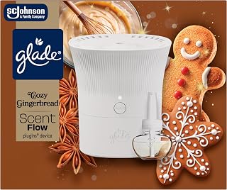 Glade Scent Flow PlugIns Air Freshener Starter Kit, Cozy Gingerbread, 1 Device + 1 Refill, 0.67 fl oz