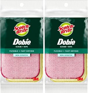 Scotch-Brite Dobie Sponge Cloths | Scrub & Wipe | Non-Scratch | Absorbent | 2 Pack