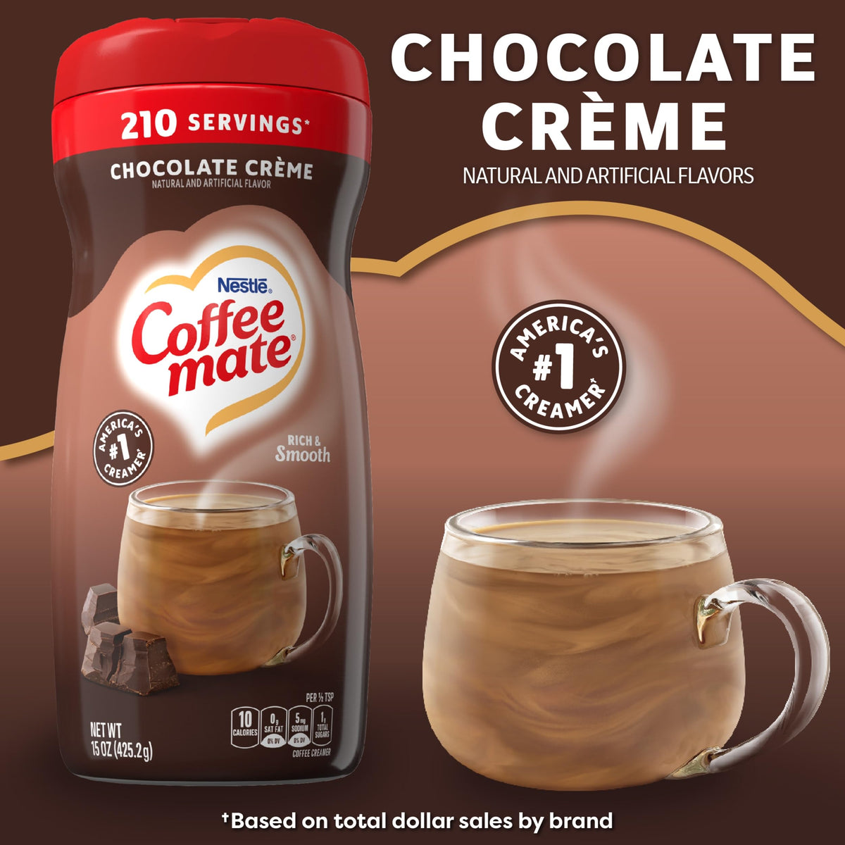 Creamy Chocolate Powder Creamer by Coffee Mate – 15 Ounce (Pack of 1), Model 11001398