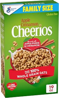Cheerios Apple Cinnamon Cereal, Gluten Free, Whole Grain Oats, 19 oz | Apple Puree & Cinnamon Flavor, 21g Whole Grain, May Help Lower Cholesterol, Good Source of 12 Vitamins