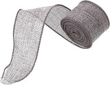 4cm Grey Linen-Like Wired Decorative Ribbon Roll 5 Yards for Christmas DIY Crafts, Wrapping, Floral Arrangement, Party Decoration
