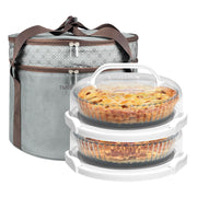 Tmrioplep Pie Carrier with Lid and Handle, 12 Inch, 2 Pack, Grey