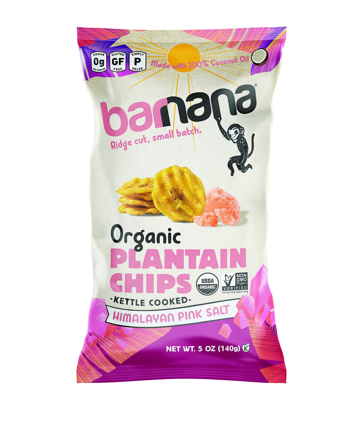 Barnana Himalayan Pink Sea Salt / 5 Ounce (Pack of 8) / 1 Dried Banana Chips