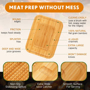 Patelai Bamboo Carving Board, 16 Inch with Juice Groove and Spikes, Natural