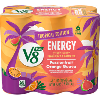 Energy Passionfruit Orange Guava Energy Drink by V8 – Pack of 6 (8 Fl Oz), Model 200000029305