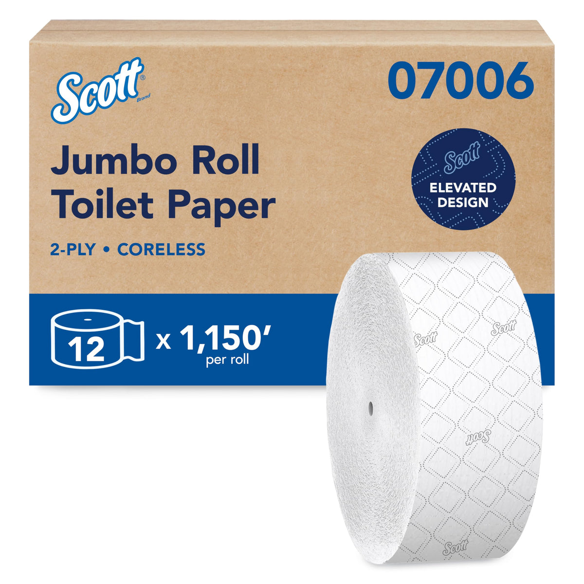 Scott Professional Coreless Jumbo Roll Toilet Paper, Bulk, 12 Rolls (07006)