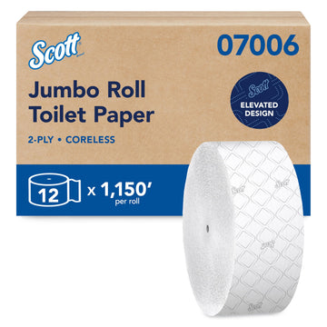 Scott Professional Coreless Jumbo Roll Toilet Paper – Bulk, 12 Rolls (07006)
