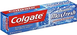 Colgate Max Fresh Whitening Toothpaste With Mini Breath Strips, Cool Mint 6 oz (Pack of 9)