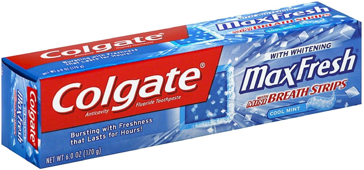 Max Fresh Toothpaste with Mini Breath Strips by Colgate – 6 Ounce (Pack of 4), Pack of 4, Model PPAX1197360