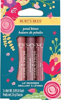 Burt's Bees Kissable Color Spring Gift Set, Petal Kisses, 3 Lip Shimmers in Peony, Fig and Watermelon