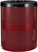 Global Industrial Outdoor Perforated Steel Trash Can with Flat Lid, Red