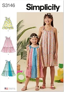 Simplicity S3146 Children's Lined Halter Dress Sewing Pattern, Sizes 3-6