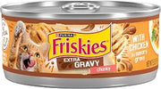 Friskies Purina Extra Gravy Wet Cat Food, Chunky Chicken, (24) 5.5 oz Cans