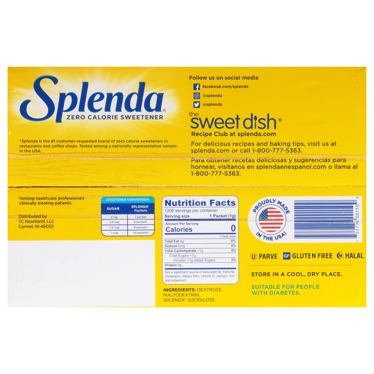 SPLENDA Pack of 1200 / Splenda / 1 Stevia