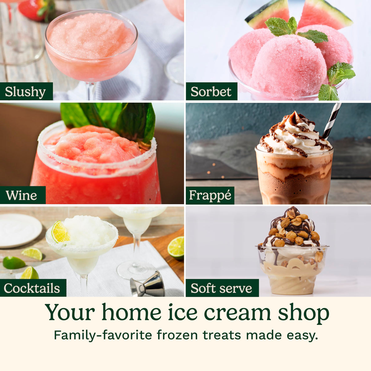 6-in-1 Slushy & Soft-Serve Maker by Cuisinart – Medium, 1.7 quarts, Plastic, White, Model ICE-200