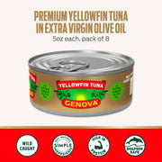 Genova Yellowfin Tuna in Extra Virgin Olive Oil / 5 Ounce (Pack of 24) / Tuna Tuna Fish