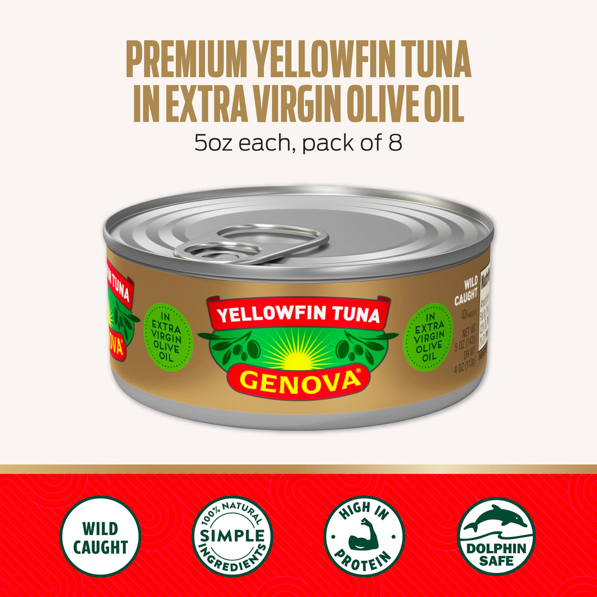 Genova Yellowfin Tuna in Extra Virgin Olive Oil / 5 Ounce (Pack of 24) / Tuna Tuna Fish