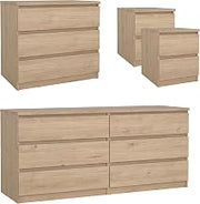 Tvilum Scottsdale Jackson Hickory 4 Piece Bedroom Set with Dresser, Chest, and Nightstands
