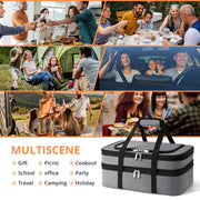 Miaojie Insulated Casserole Carrier, Double Layer Expandable, Gray