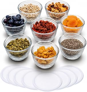 Libbey Small Glass Bowls with Lids Set of 8, Food Storage Prep Containers