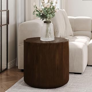 20" Sturdy Wood Grain Coffee Table, Round Coffee Table with Waterproof Surface, Mesa De Centro para Sala with No-Assembly Design for Patio Garden Living Room, Brown