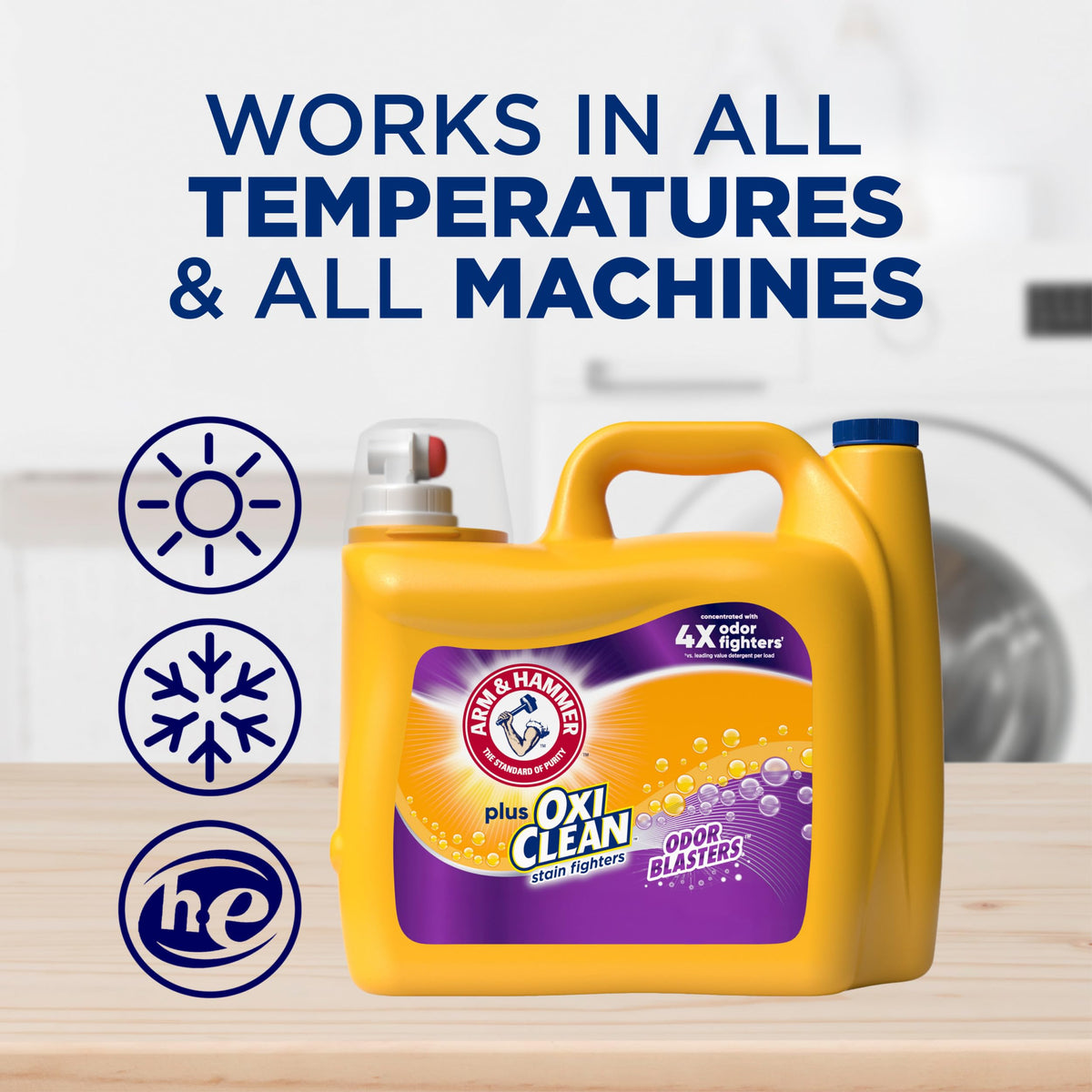 Plus OxiClean with Odor Blasters Liquid Laundry Detergent by ARM & HAMMER – 158.6 Fl Oz (Pack of 1), Model 10033200003998