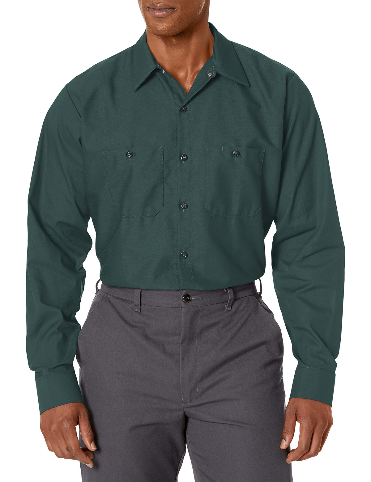 Long Sleeve Industrial Solid Work Shirt Spruce Green 2X-Large - 5 Pack by Red Kap – Spruce Green, Pack of 5, Model SP14
