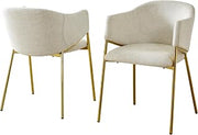 Furniture Gray Linen Fabric Side Chairs with Gold Chrome Base (Beige/Gold)