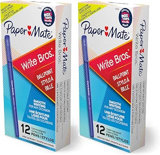 Paper Mate Ballpoint Pens, Write Bros. Blue Ink Pens, Medium Point (1.0mm), 24 Count