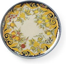Hendi Pizza plate, porcelain, pattern: baroque style, dishwasher and microwave safe, ⌀310mm, yellow/black