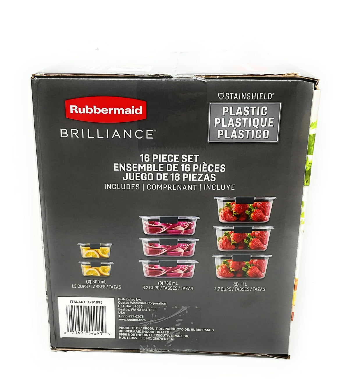 Food Storage Containers with Lids - 16 Piece Set by Rubbermaid – 16 pieces, 4.7 cups, Plastic, black, Pack of 16