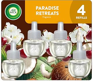 Air Wick Plug-In Scented Oil Refills, 4 Count, Paradise Retreat, Air Freshener, Essential Oils