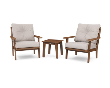 Lakeside Deep Seating Set / by Polywood – Onesize, High Density Polyethylene, Teak / Dune Burlap, Pack of 3, Model PWS518-2-TE145999