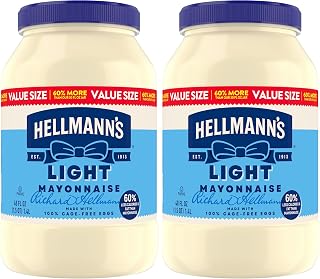 HELLMANN'S Creamy Light Mayonnaise Light Mayo Made with Cage Free Eggs 48 FL oz (Pack of 2)