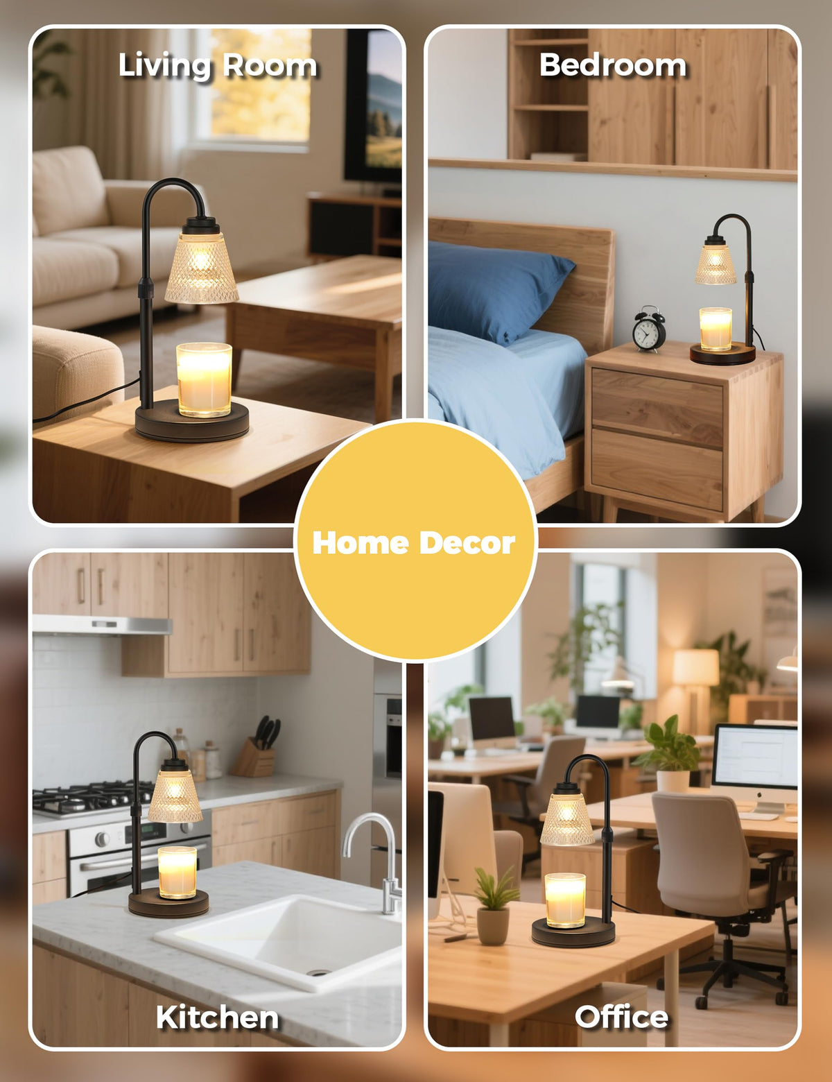 Qutadi Candle Warmer Lamp, Dimmable with Timer, Black