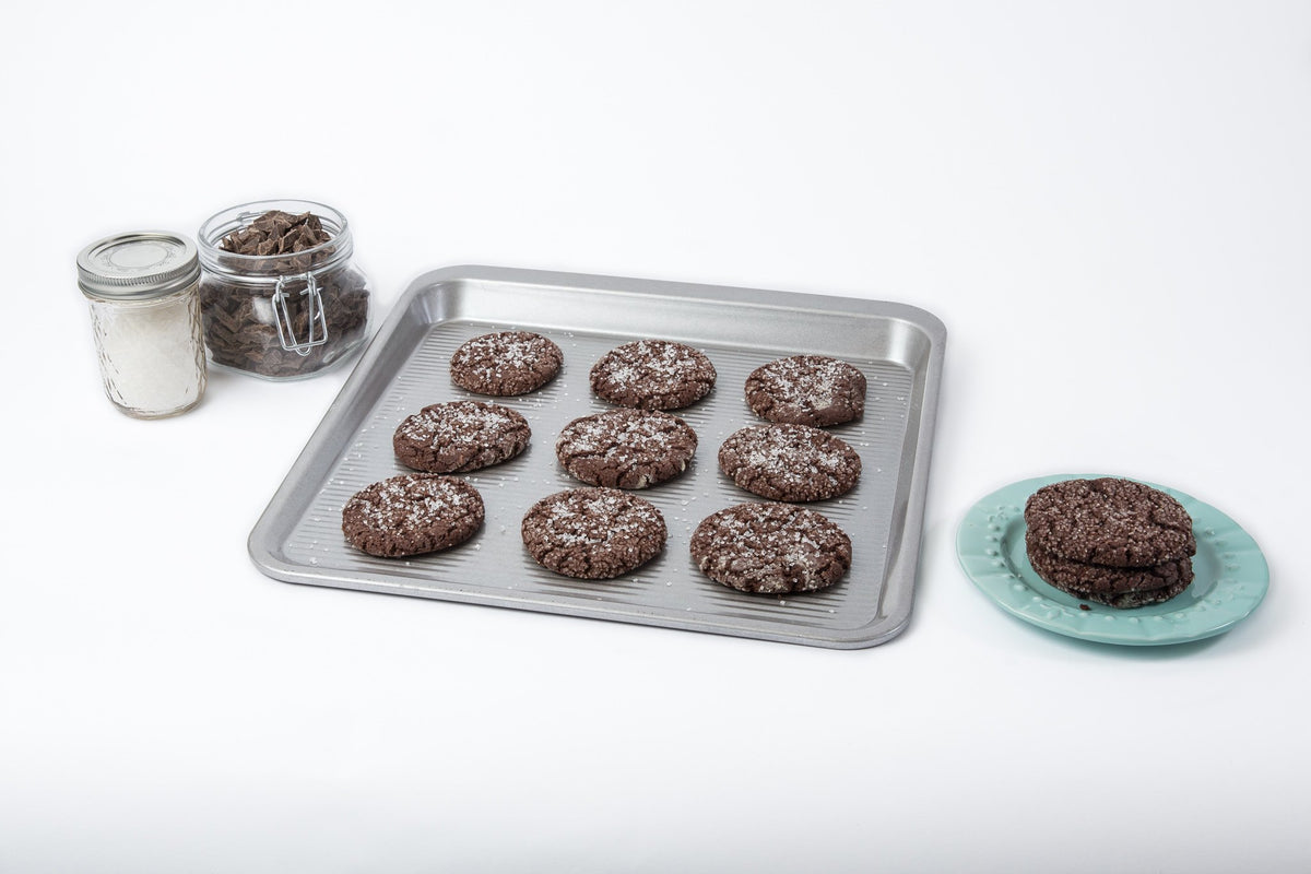 Bakeware Easy Slide Non Stick Cookie Sheet Pan by USA Pan – 14 x 14 x 1", Aluminized Steel, Model 10205MC-6