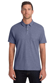 Unisex Recycled Cotton Blend Pique Polo Navy Heather by Port Authority – Large, Polyester, Navy Heather, Model K868