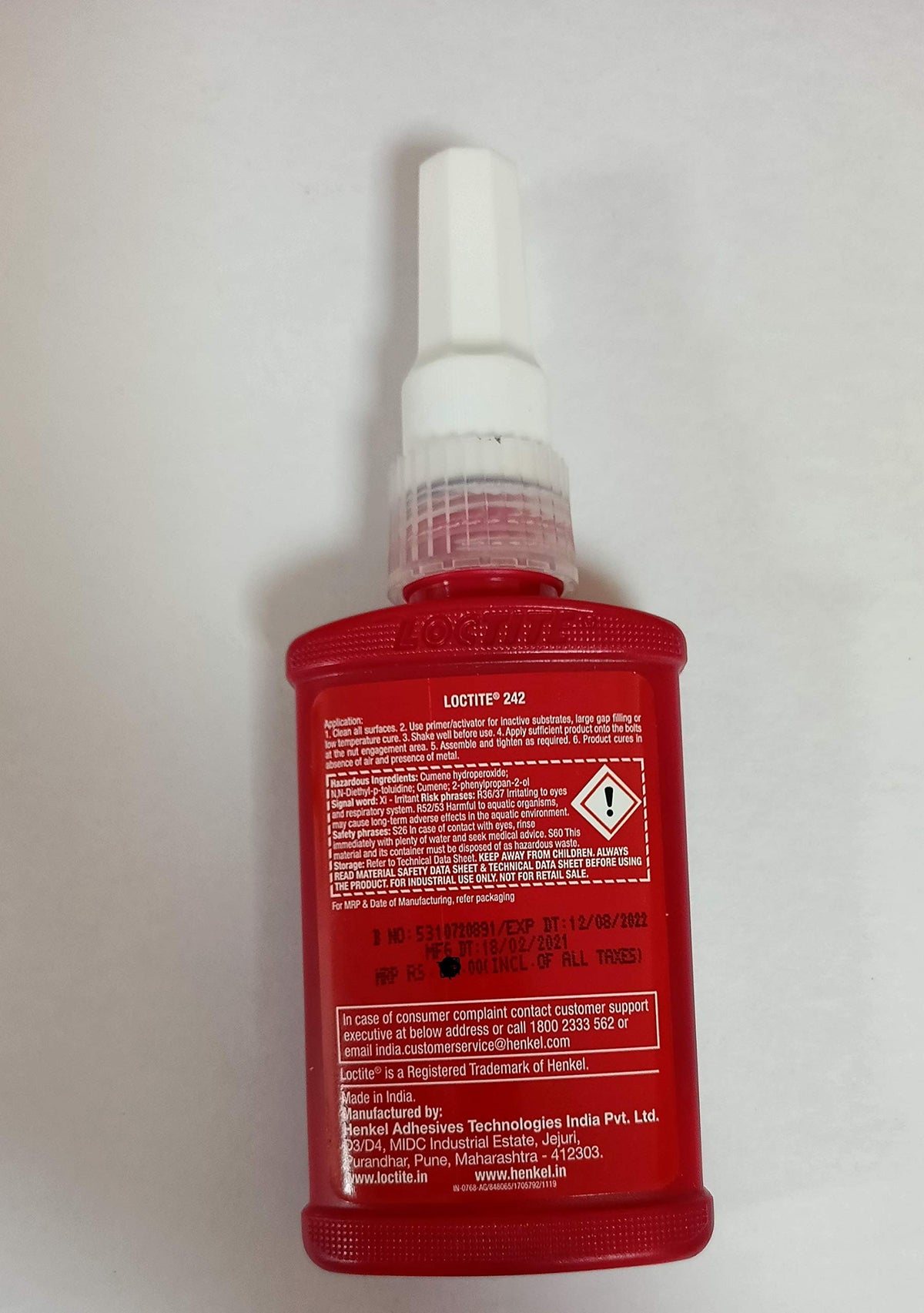 Henkel 242 50ml Threadlocker Medium Strength Glue by Loctite – 1.69 Ounces, Metal, Blue, Model 9619778