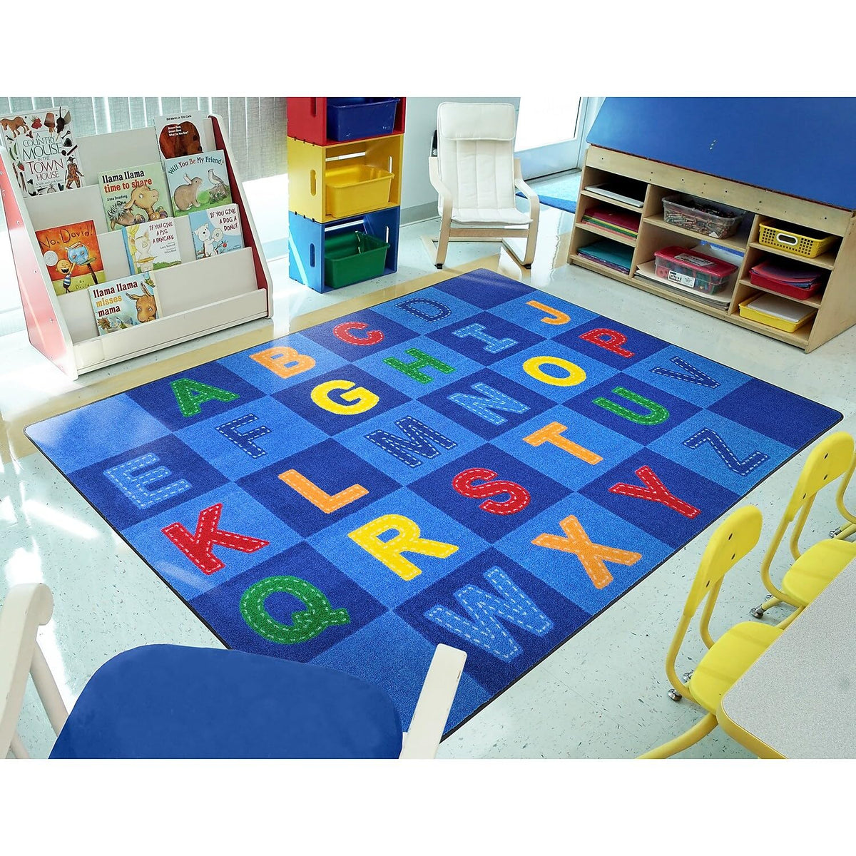 Patchwork Letters 7'8" x 10'9" Area Rug in Color Multi Nylon/Multi by Joy Carpets – 7'8" x 10'9", Multi Color
