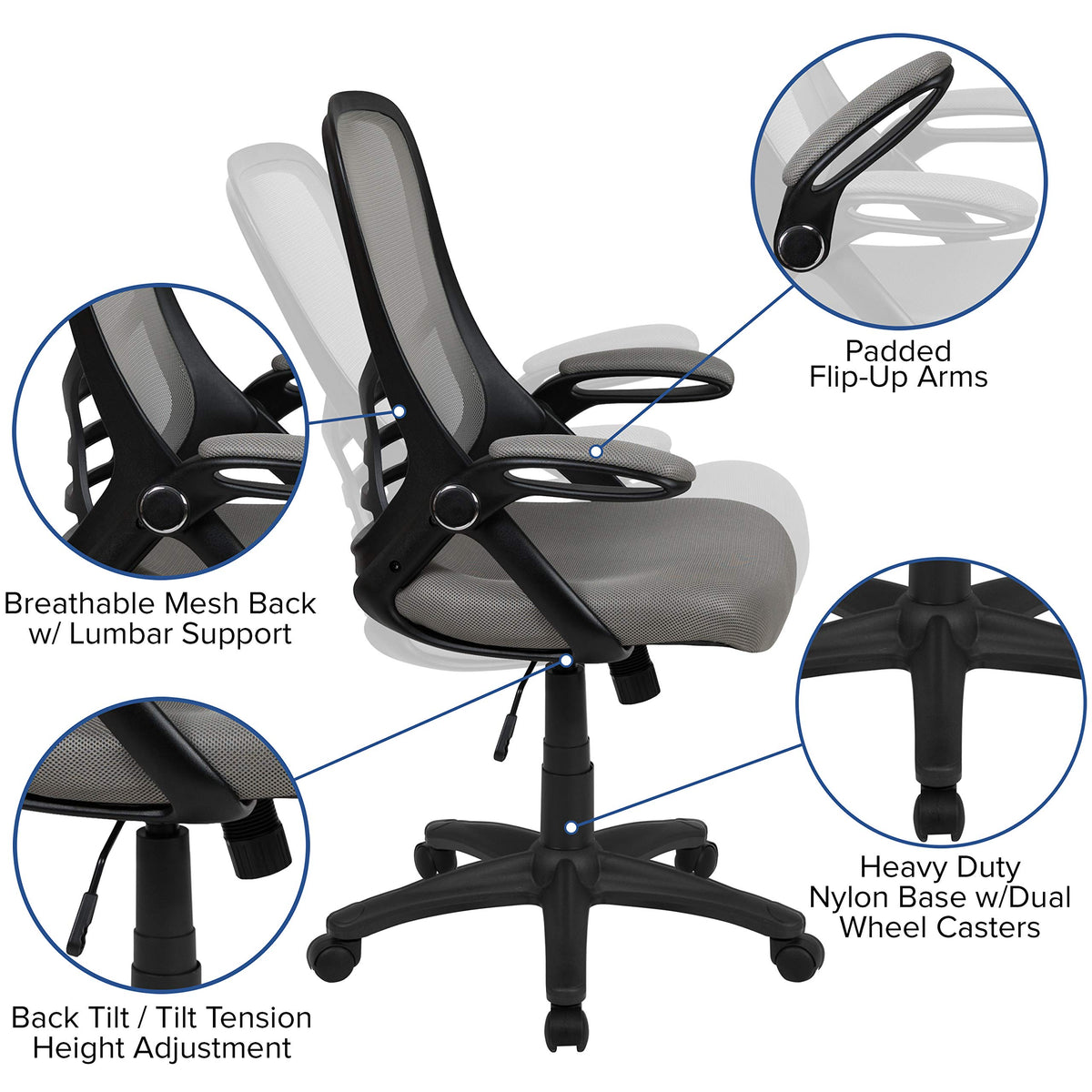 Flash Furniture Light Gray / Set of 1 / Contemporary Home Office Desk Chairs