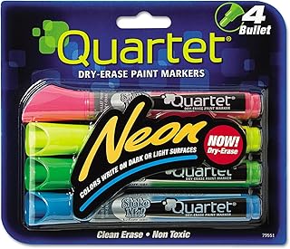 Quartet 79551 Neon Dry Erase Marker Set, Assorted, 4/Set